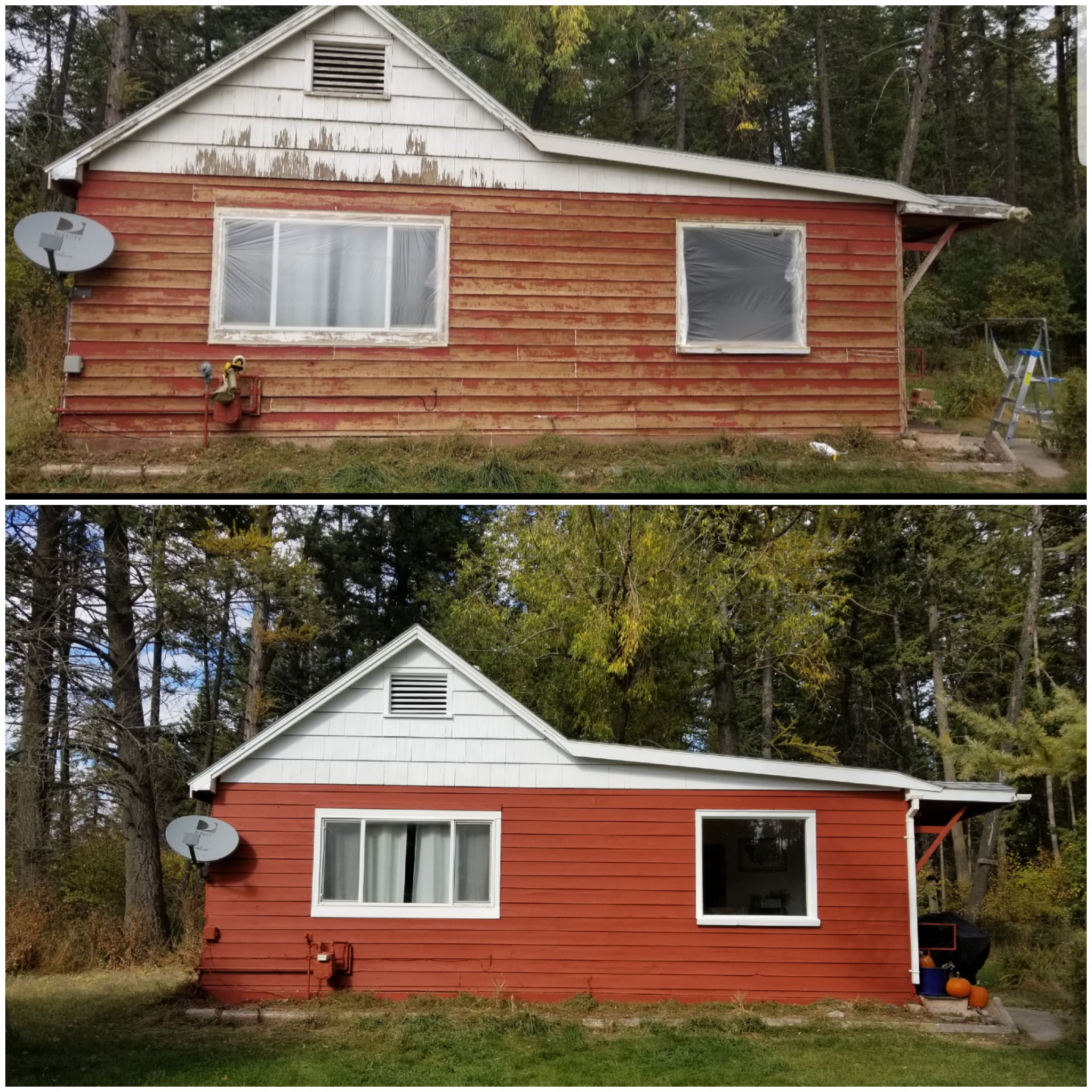 Exterior painting project on a modern craftsman home with crisp trim lines.